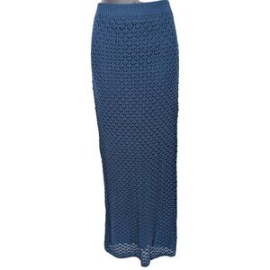 Olive + Oak Crochet Knit Maxi Skirt Women Size L Pull On Boho Coastal Festival